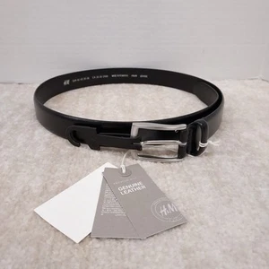 Cinturón de cuero genuino H&M para hombre negro talla EE. UU. 35-36 hebilla plateada nuevo nunca usado - Imagen 1 de 4
