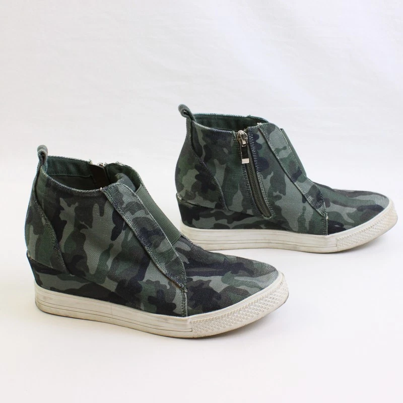 Jolimall Verde Camuflaje Bloque Tacón 2.25" Junior EE. UU. Talla 7 Foto 1 de 4