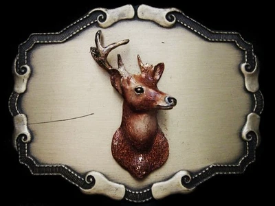 JJ13113 VINTAGE 1978 RAINTREE **BIG BUCK DEER** (COMO MONTADO) HEBILLA DE CINTURÓN Foto 1 de 2