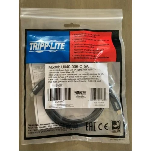EATON TRIPP LITE SERIES CONNECTIVIT U040-006-C 6FT USB HIGH SPEED CABLE M/M USB  - Image 1 of 1