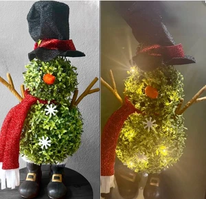 JOLLY VORBELEUCHTETER KÜNSTLICHER TOPIARY SCHNEEMANN WARME LED BATTERIE LICHTER 29" mit BOX - Bild 1 von 7