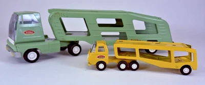 Tonka Truck & Trailer MInt Green 18" Tiny Yellow Steel Vintage - Image 1 of 4