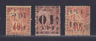 New Caledonia Scott 11a 12a 13 1891-92 Surcharged French Colonies Issues SCV $93 - Image 1 of 2