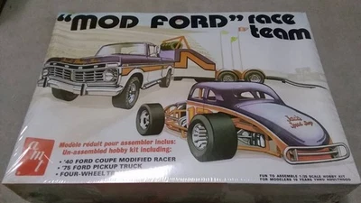 amt ModFord Mod Ford Race Team 1/25 Model Kit Coupé Pickup Truck Trailer - Immagine 1 di 3