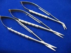 3 PC T/C CASTROVIEJO MICRO MINOR SURGERY SCISSORS SET 6" ANGLED +STRAIGHT+CURVED - Picture 1 of 3