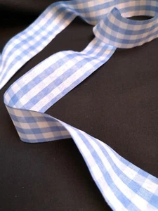 Cinta tejida a cuadros de gingham azul claro 1M 38 mm 1/4 pulgada - Imagen 1 de 3