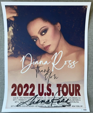 Diana Ross Signed In Person 15.25x19.5 2022 U.S. Tour Concert Poster - Authentic Cover
