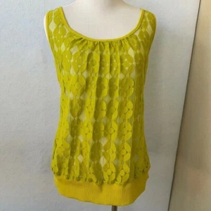 Eyelash Couture Pea Green See Thru Netted Tank, Large - Picture 1 of 11