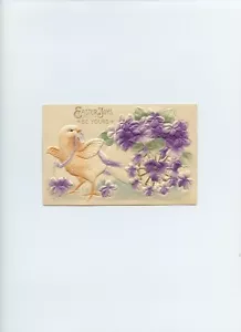 Postkarte Ostern Freuden sei dein dick geprägter handgetönter Kükenwagen - Bild 1 von 2