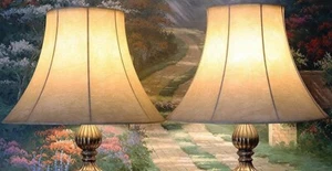 Juego de 2 pares de pantallas de lámpara de cuero sintético tostado 17' 12" 8" - Imagen 1 de 2