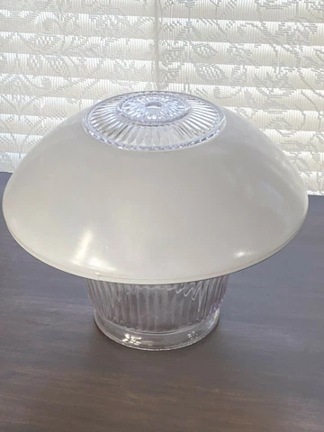 Vintage Schoolhouse Light 1/2 Clear Holophane & 1/2 Milk Glass Shade Cover