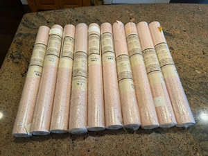 10 NOS VTG Satin Wallpaper Rolls WALLCOVERINGS 42' PINK - Picture 1 of 8