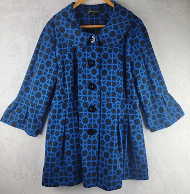 Куртка женская Eden Court размер XL на пуговицах с подкладкой карман расклешенный с рукавами-раструбами синяя черная  - Изображение 1 из 4