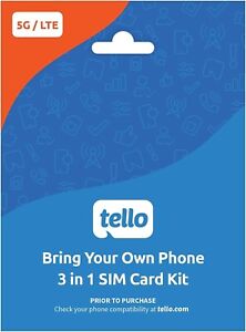 Tello Mobile - Bring Your Own Phone - 3 in 1 Sim Card Activation Kit