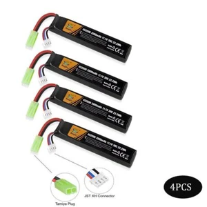 4pcs 11.1V 2000mAh 30C Airsoft LiPo Battery with Mini Tamiya Plug for Guns Rifle - Picture 1 of 9