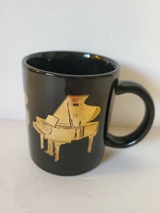 Piano Coffee Mug Albert Elovitz 1987 Gold Metallic - Picture 1 of 8