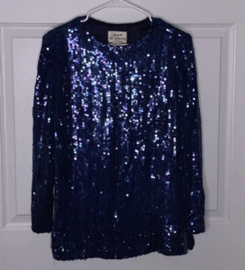 Vintage Jeanette Kastenberg St. Martin blau Perlen Pailletten Top Bluse Gr. M 1985 - Bild 1 von 3