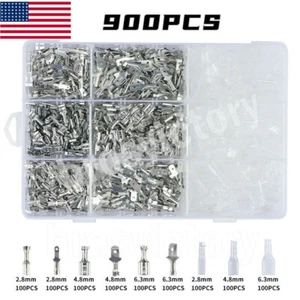 900x 2.8/4.8/6.3 Insulated Crimp Terminals Male Female Spade Wire Connectors Kit - Picture 1 of 12