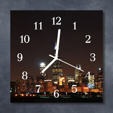 Tulup Glass Wall Clock Kitchen Clocks 30x30 cm Skyline Night Multi-Coloured
