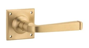 satin brass menton contemporary lever door handles,passage set,square TH 6639 - Picture 1 of 1