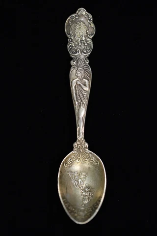 Official Pan-Pacific Exposition Sterling Silver Souvenir Spoon Indian Buffalo 01 Cover