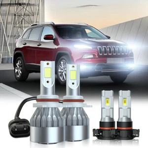 For Jeep Cherokee 2014-2015 LED Headlight & Fog Light Bulbs Combo 6000k White - Picture 1 of 18
