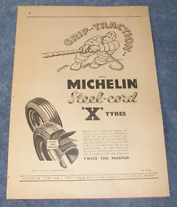 1956 Michelin Steel-Cord 'X' Tires Vintage Ad "Grip--Traction" - Picture 1 of 1