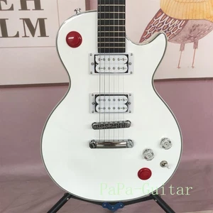 Guitarra Eléctrica Blanca Buckethead LP 6 Cuerdas Perilla Roja Cuerpo Sólido Pastillas H-H - Imagen 1 de 7