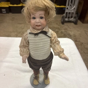 Antike 17 Zoll deutsche Biskuit Kammer Reinhardt Simon Halbig 116A Junge Puppe auf Ständer - Bild 1 von 5