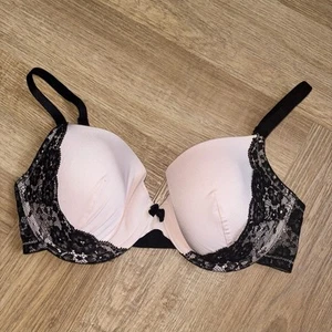 Ladies H&M Baby Pink & Black Lace Push-up Bra. Size 36C - Picture 1 of 4