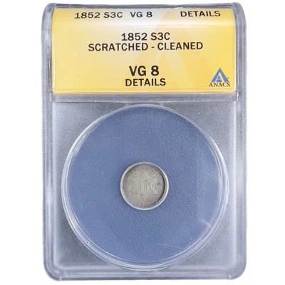 1852 Three Cent Silver Trime ANACS VG8 Details - Image 1 of 4