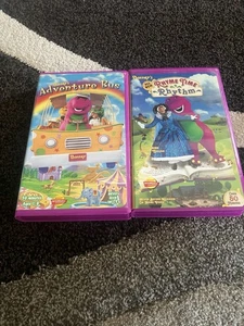 Barney 2 VHS Lot - Barney’s Adventure Bus & Rhyme Time Rhythm 1997/99 Clamshell - Imagen 1 de 2