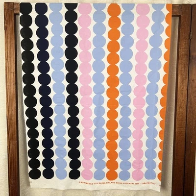 Marimekko Rasymatto pastels & black dots cotton fabric end of bolt Scandinavia - Image 1 of 3