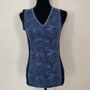Saks Fifth Avenue Blue Sleeveless Sweater Shell Silk Cashmere Blend Women’s L - Picture 1 of 4