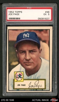 1952 Topps #48 Joe Page COR Yankees CORRECT VARIATION  PSA 5 - EX - Image 1 of 2