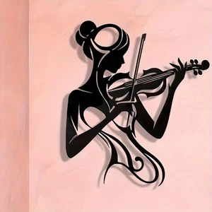 Violinistin Weibliche Silhouette Kunst Wandbehang für Wohnzimmer, Bar - Picture 1 of 7