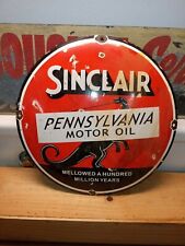 New Listing12" Sinclair Pennsylvania Motor Oil Gas Pump Plate Porcelain Dome Sign Dino ðŸ¦•