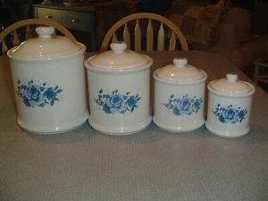 Corelle Set di 4 Bidoni in Velluto Blu - Foto 1 di 1