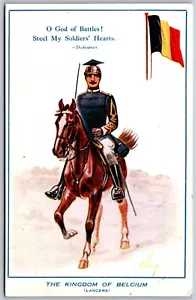 Postcard c1910s The Kingdom of Belgium Lancers Patriotic Flag A/S Elloy - Bild 1 von 2