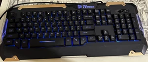TTEsports By ThermalTake Membrane Gaming Keyboard Blue RGB Braided Cable - Picture 1 of 3