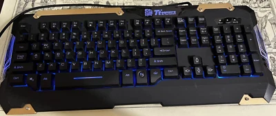 TTEsports By ThermalTake Membrane Gaming Keyboard Blue RGB Braided Cable - Image 1 of 3