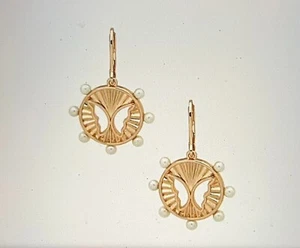 Anne Klein Gold Tone Pearl Butterfly Motif Drop Earrings - Picture 1 of 1