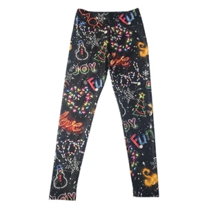 Justice Girls Christmas Holiday Celebration Graphic Neon Print Leggings 12- NWT - Picture 1 of 12