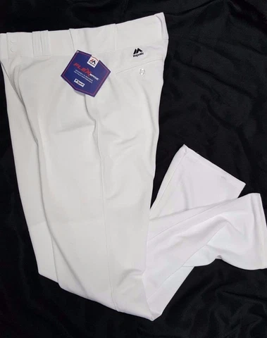 SOLID WHITE AUTHENTIC MAJESTIC BASEBALL PANTS 30-42 WAIST 37 INSEAM FLEX BASE Cover