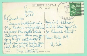 Torre de Belem RPPC f/w 1¢ Prexy #804 USS ALBANY Naval cancel LISBOA Sept 1951 - Picture 1 of 2