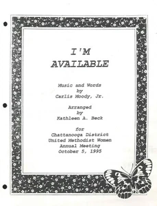I'm Available (To You) Sheet Music 1995 Moody Chattanooga United Methodist Women - Picture 1 of 3