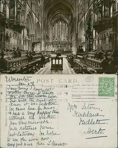 Worcester Cathedral Real Photo Valentine XL 1913 Worcester Machine Cancel - Picture 1 of 2