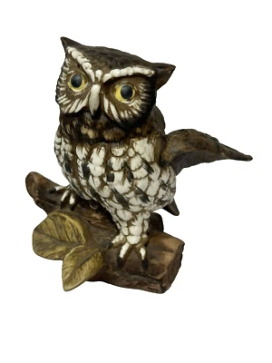 керамическое животное домашний декор сова на ветке дерева - Изображение 1 из 4