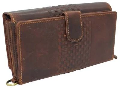 Cartera sin asas Hunter marrón con bloqueo RFID de cuero para mujer Foto 1 de 4