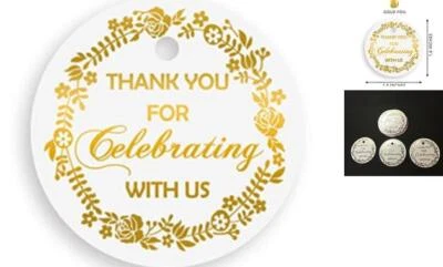 Etiquetas de regalo de agradecimiento lámina de oro, paquete de 30, etiquetas de regalo de boda, dorado nupcial Foto 1 de 4